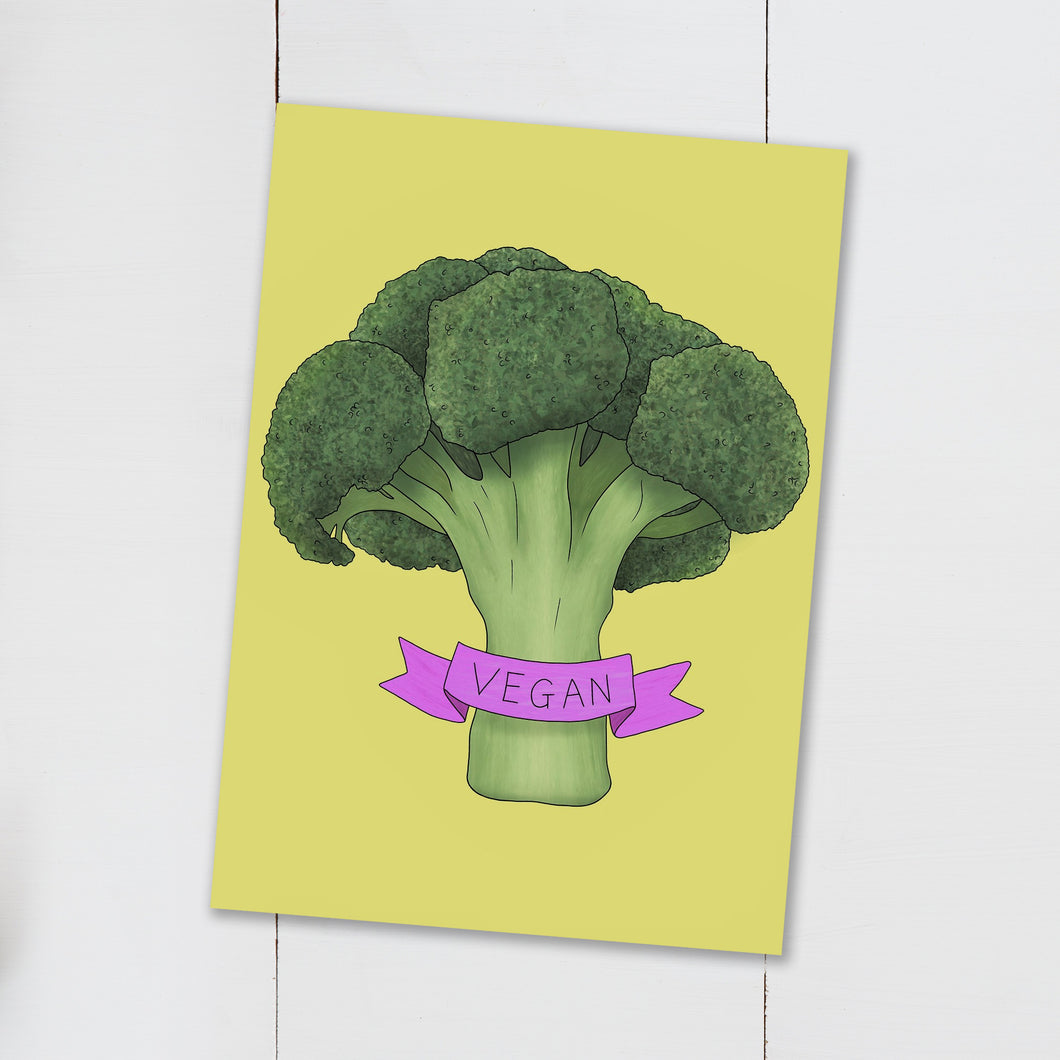 Vegan Broccoli Postcard - Cherry Pie Lane