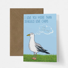 Load image into Gallery viewer, Greedy Seagull Love Card - Cherry Pie Lane
