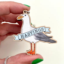 Load image into Gallery viewer, Wooden Hastings Seagull Keyring
