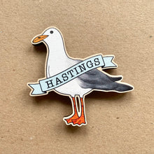 Load image into Gallery viewer, Wooden Hastings Seagull Magnet
