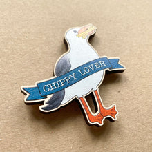 Load image into Gallery viewer, Chippy Lover Wooden Seagull Magnet
