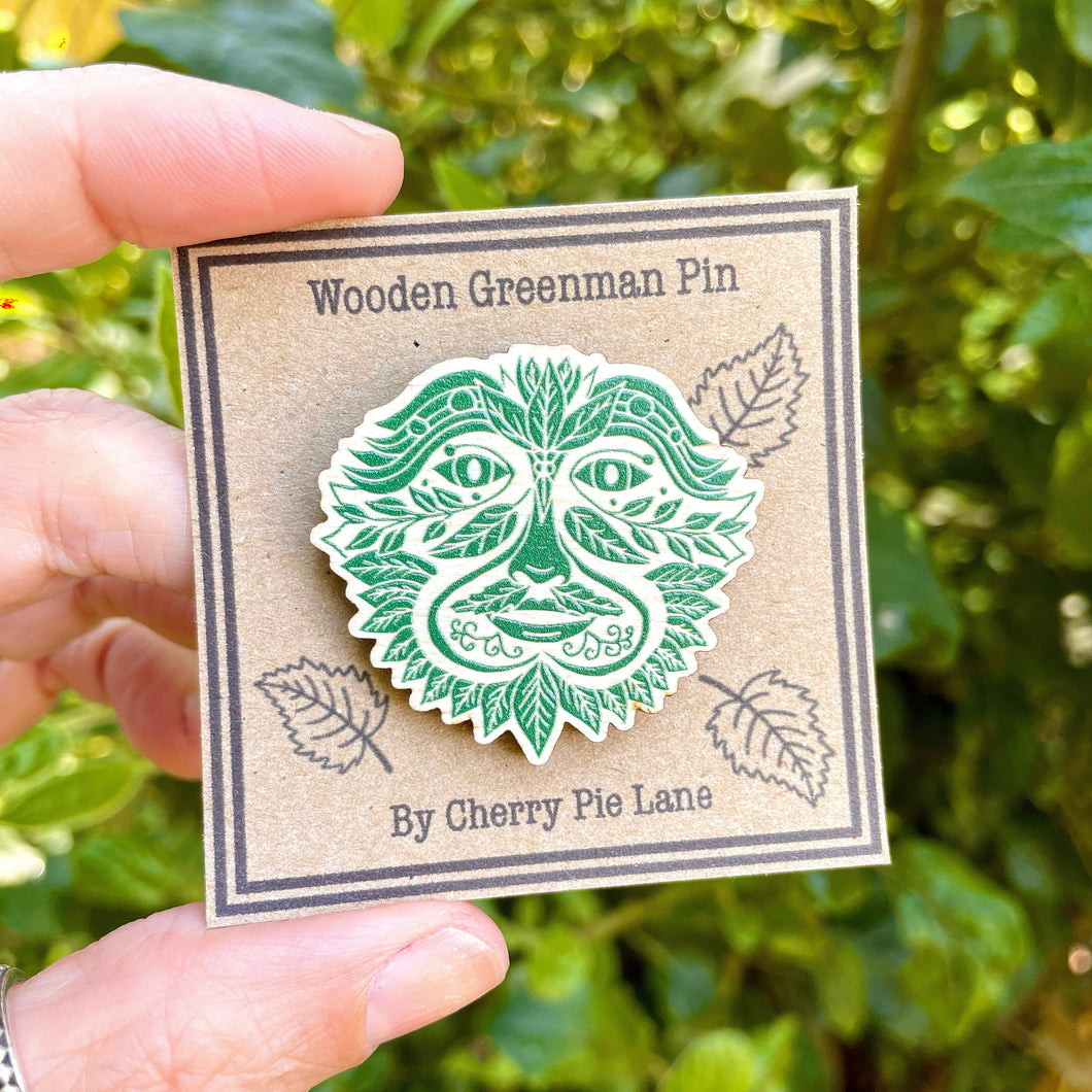 Wooden Greenman Pin