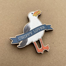 Load image into Gallery viewer, Chippy Lover Wooden Seagull Magnet
