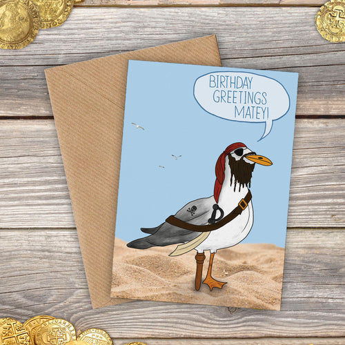 Pirate Seagull Birthday Card - Cherry Pie Lane