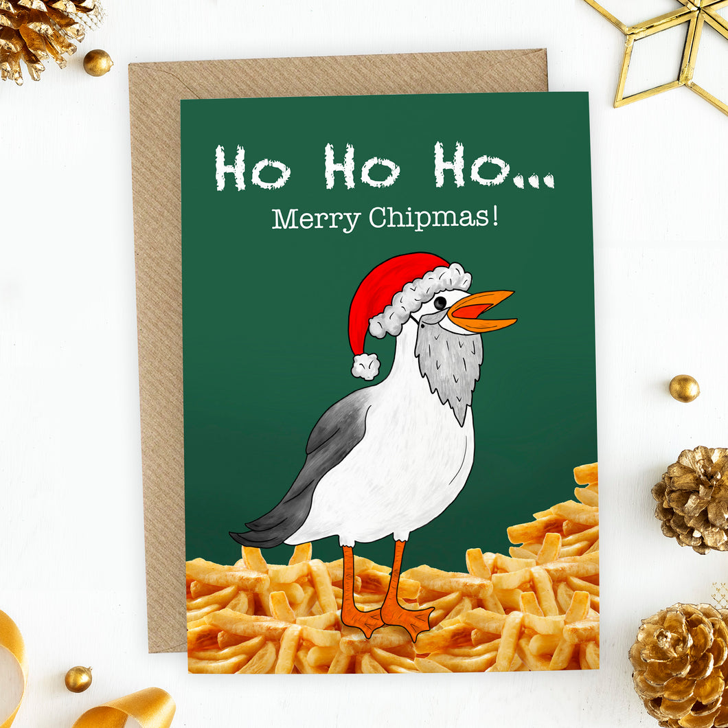 Funny Merry Chipmas Seagull Christmas Card - Cherry Pie Lane