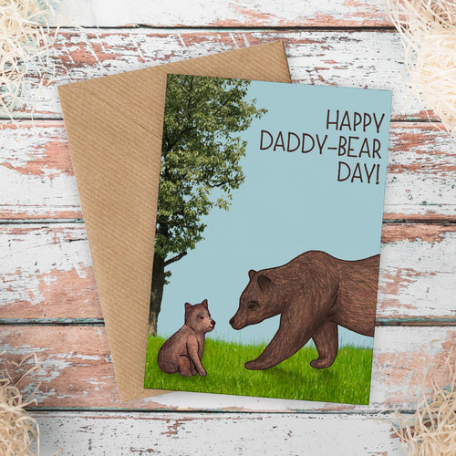Cute Illustrated Daddy Bear Fathers Day Card - Cherry Pie Lane