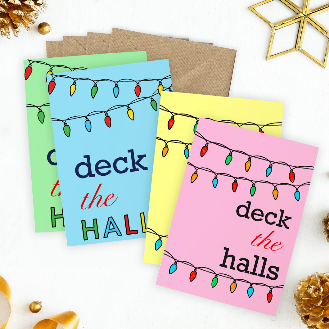 Set of Four Deck the Halls Christmas Cards - Cherry Pie Lane