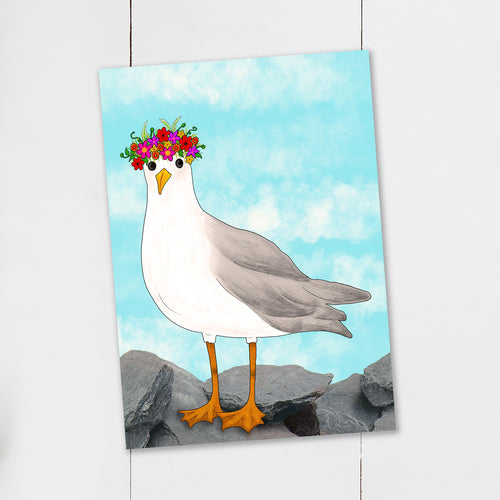 Floral Crown Seagull Postcard - Cherry Pie Lane