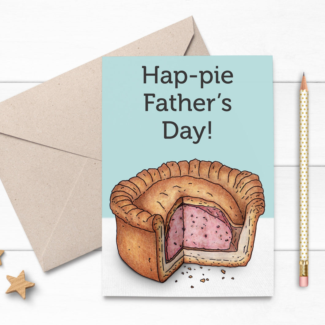 Funny Illustrated Pork Pie Fathers Day Card - Cherry Pie Lane