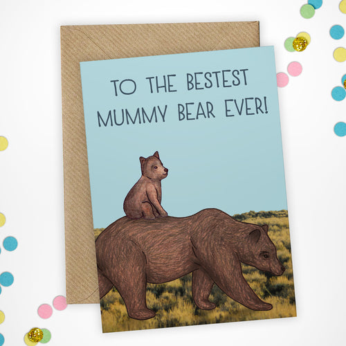 Cute Mummy Bear Mothers Day Card - Cherry Pie Lane