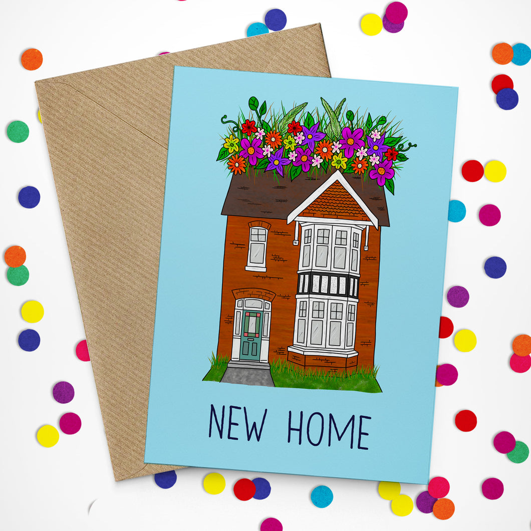 Floral House Illustration New Home Card - Cherry Pie Lane