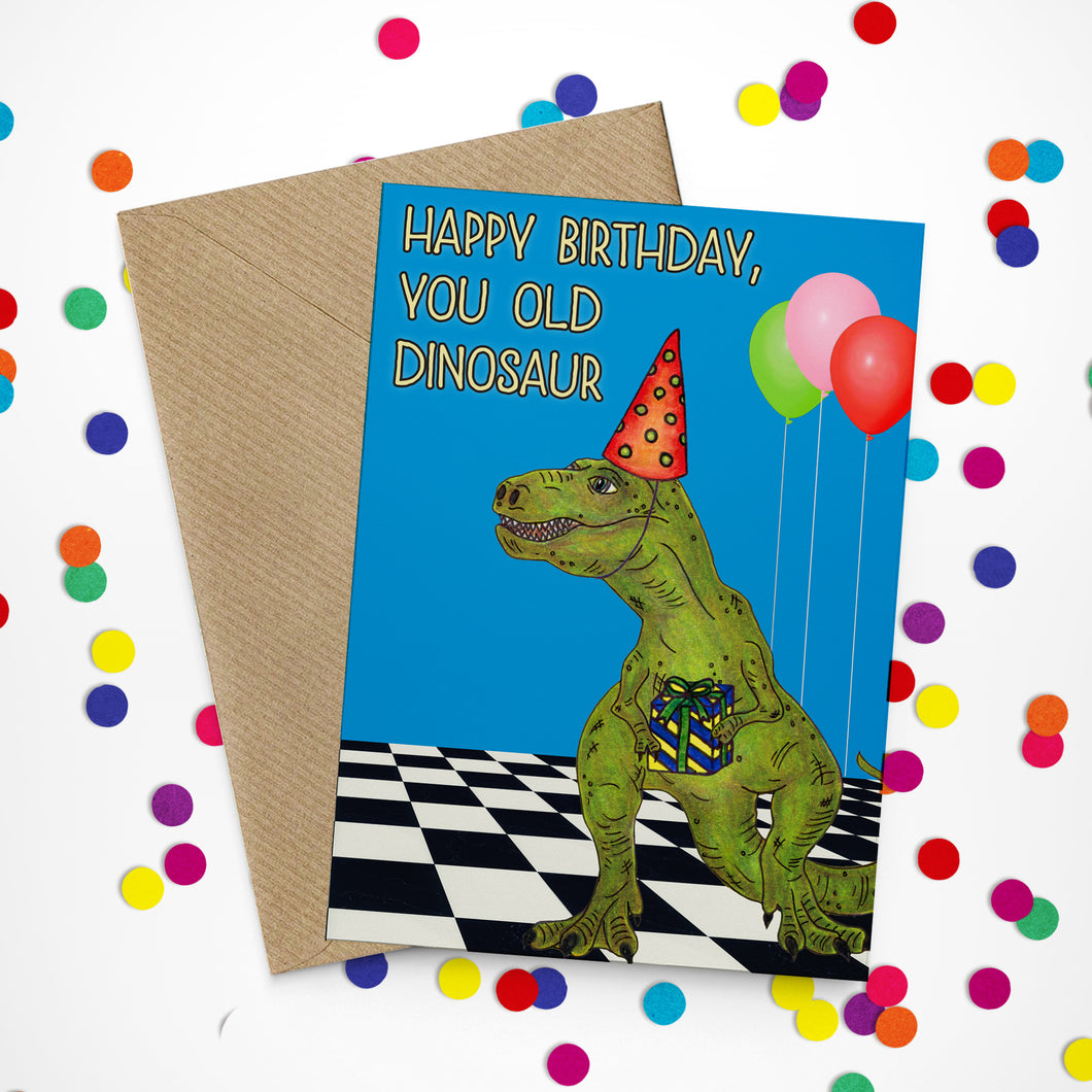 Funny Disco Dinosaur Birthday Card - Cherry Pie Lane