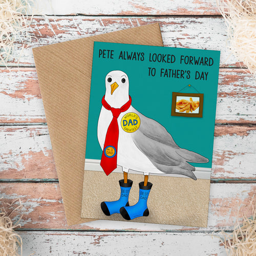 Funny Seagull Cute Fathers Day Card - Cherry Pie Lane