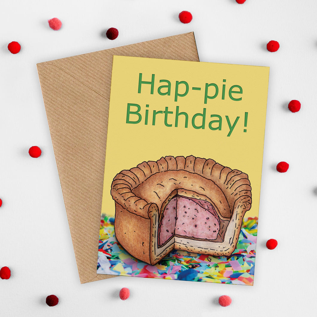 Hap-pie Birthday Funny Pork Pie Birthday Card - Cherry Pie Lane