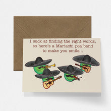 Load image into Gallery viewer, Mariachi Pea Band Funny Card - Cherry Pie Lane
