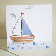 Load image into Gallery viewer, Seaside Sailboat Greetings Card - Cherry Pie Lane
