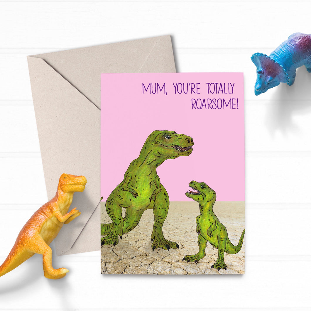 Dinosaur T-Rex Cute Funny Mothers Day Card - Cherry Pie Lane