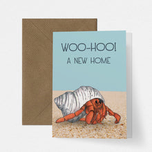 Load image into Gallery viewer, Funny Hermit Crab Illustration New Home Congratulations Card - Cherry Pie Lane
