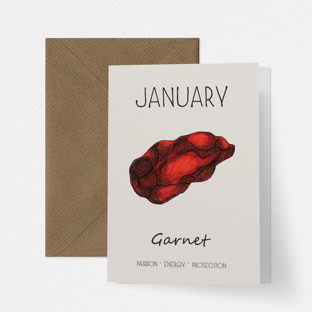 January Birthstone Garnet Illustration | Birthday | New Baby Card - Cherry Pie Lane