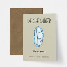 Load image into Gallery viewer, December Birthstone Zircon Illustration | Birthday | New Baby Card - Cherry Pie Lane

