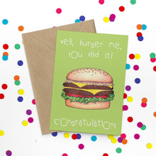 Load image into Gallery viewer, Burger Me Funny Congratulations Card - Cherry Pie Lane
