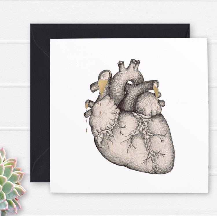 Anatomical Heart Illustration Card - Cherry Pie Lane
