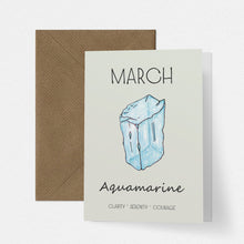 Load image into Gallery viewer, March Birthstone Aquamarine Illustration | Birthday | New Baby Card - Cherry Pie Lane
