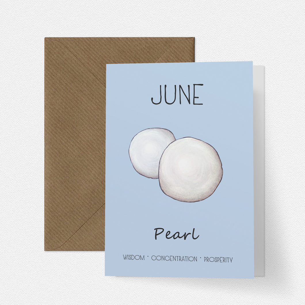 June Birthstone Pearl Illustration | Birthday | New Baby Card - Cherry Pie Lane