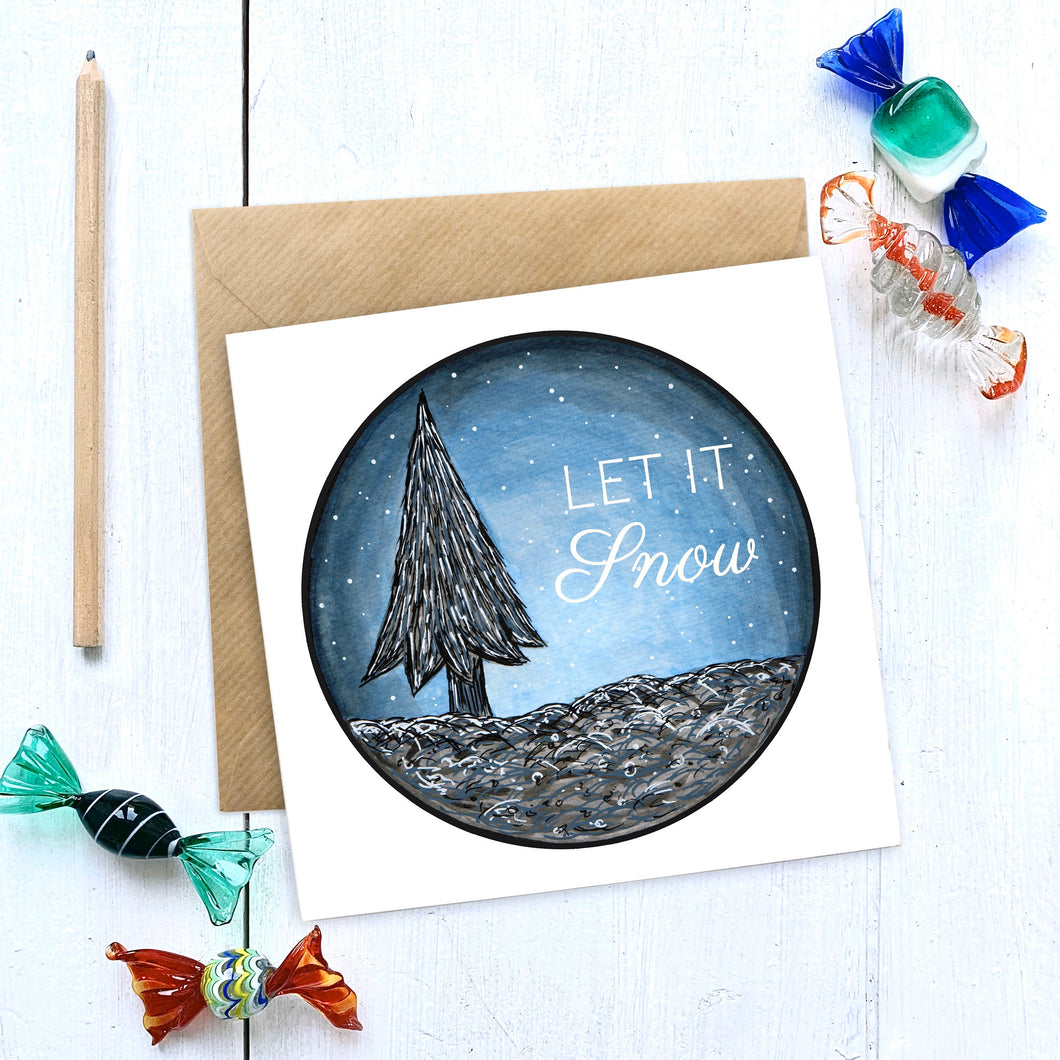 LET IT SNOW Illustrated Christmas Card - Cherry Pie Lane