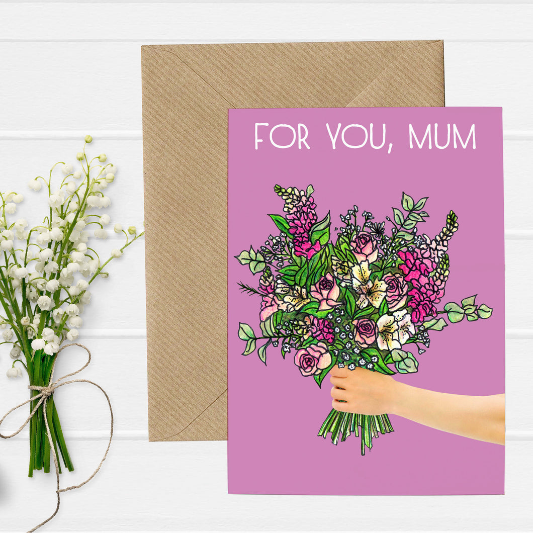 Floral Bouquet Illustration Mothers Day Card - Cherry Pie Lane