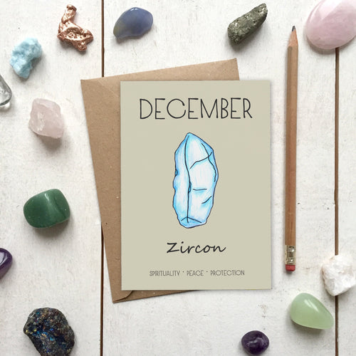 December Birthstone Zircon Illustration | Birthday | New Baby Card - Cherry Pie Lane