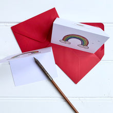 Load image into Gallery viewer, Set of SIX A7 Folded Rainbow Illustration Notecards - Cherry Pie Lane
