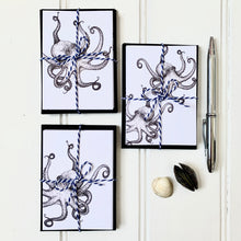 Load image into Gallery viewer, Set of SIX A7 Folded Octopus Illustration Notecards - Cherry Pie Lane

