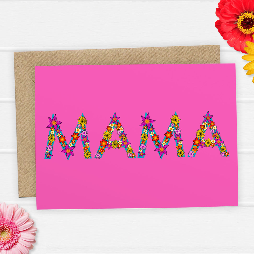 Mama floral letter Mothers Day Card - Cherry Pie Lane