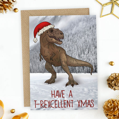 Funny T-Rex Christmas Card - Cherry Pie Lane
