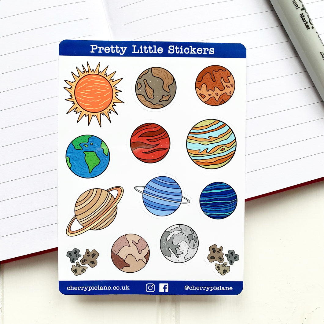 Space Planets Glossy Pretty Little Stickers - Cherry Pie Lane