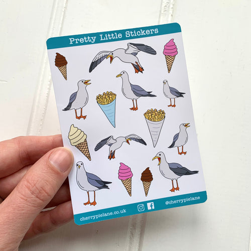 Seaside Seagull Glossy Pretty Little Stickers - Cherry Pie Lane