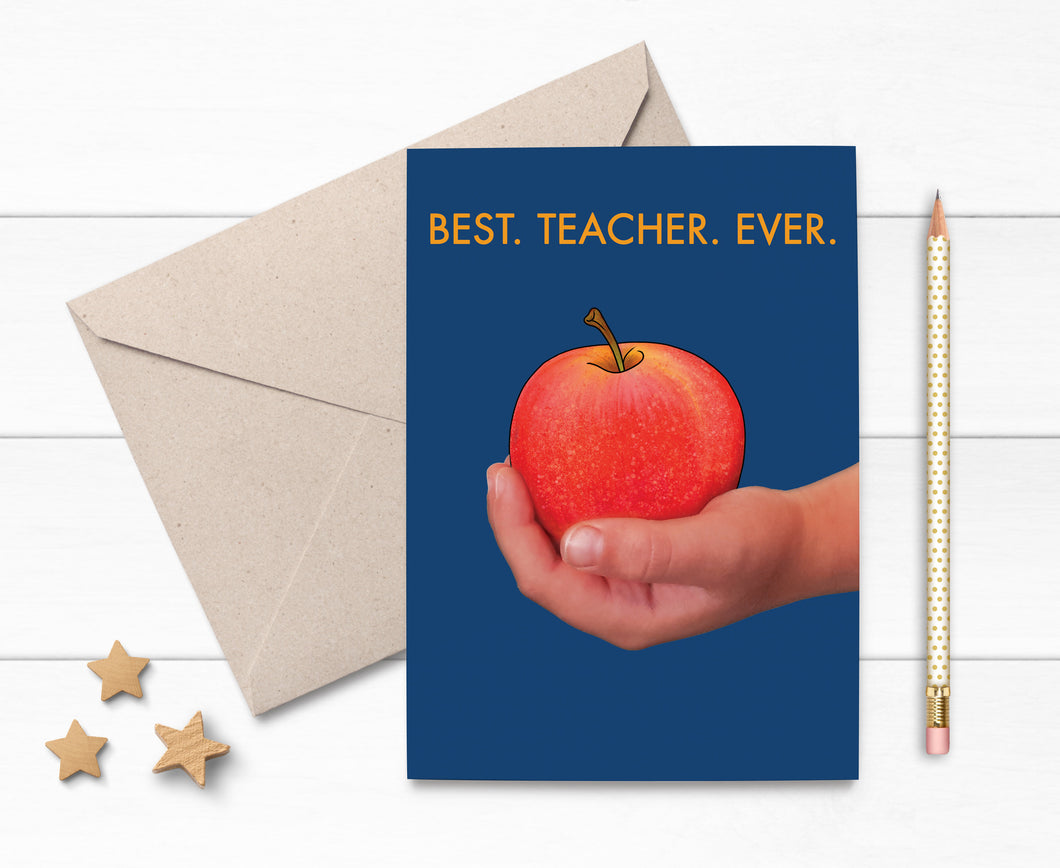 Best Teacher Ever Apple Card - Cherry Pie Lane