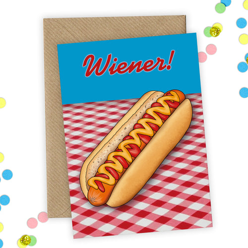 Funny Rude Wiener Hotdog Card - Cherry Pie Lane